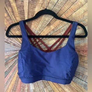 Lululemon women's navy and brown yoga sports bra. Size 10